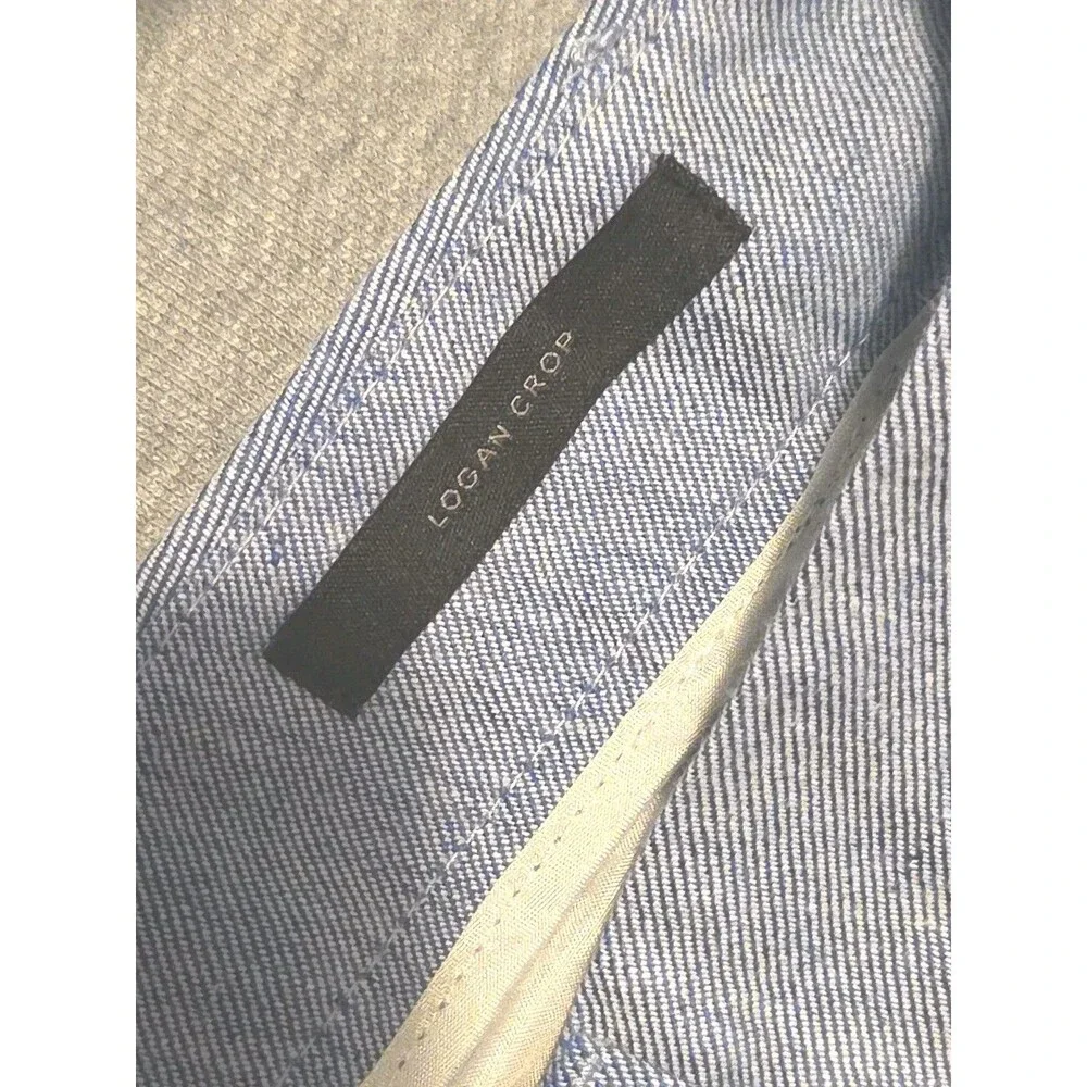 Banana Republic Pants Sz 6 Blue Logan Crop Linen Blend Straight Leg Twill